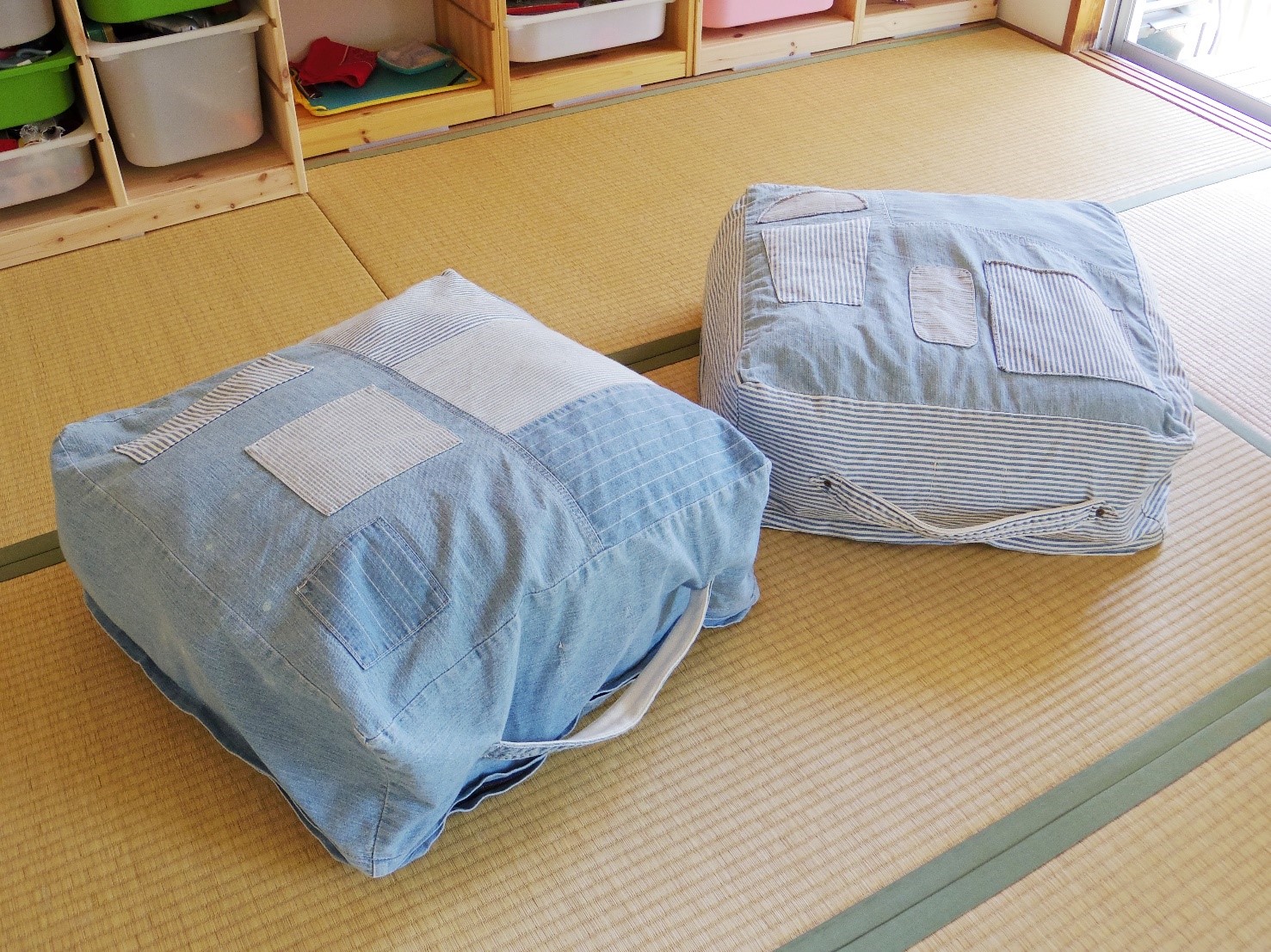 ユーズド加工のくたくた収納デニムザブトンの会／フェリシモ　他 ７枚　まとめ売り‼️ フェリシモ 古着屋さんで見つけたような ユーズド加工のくたくた